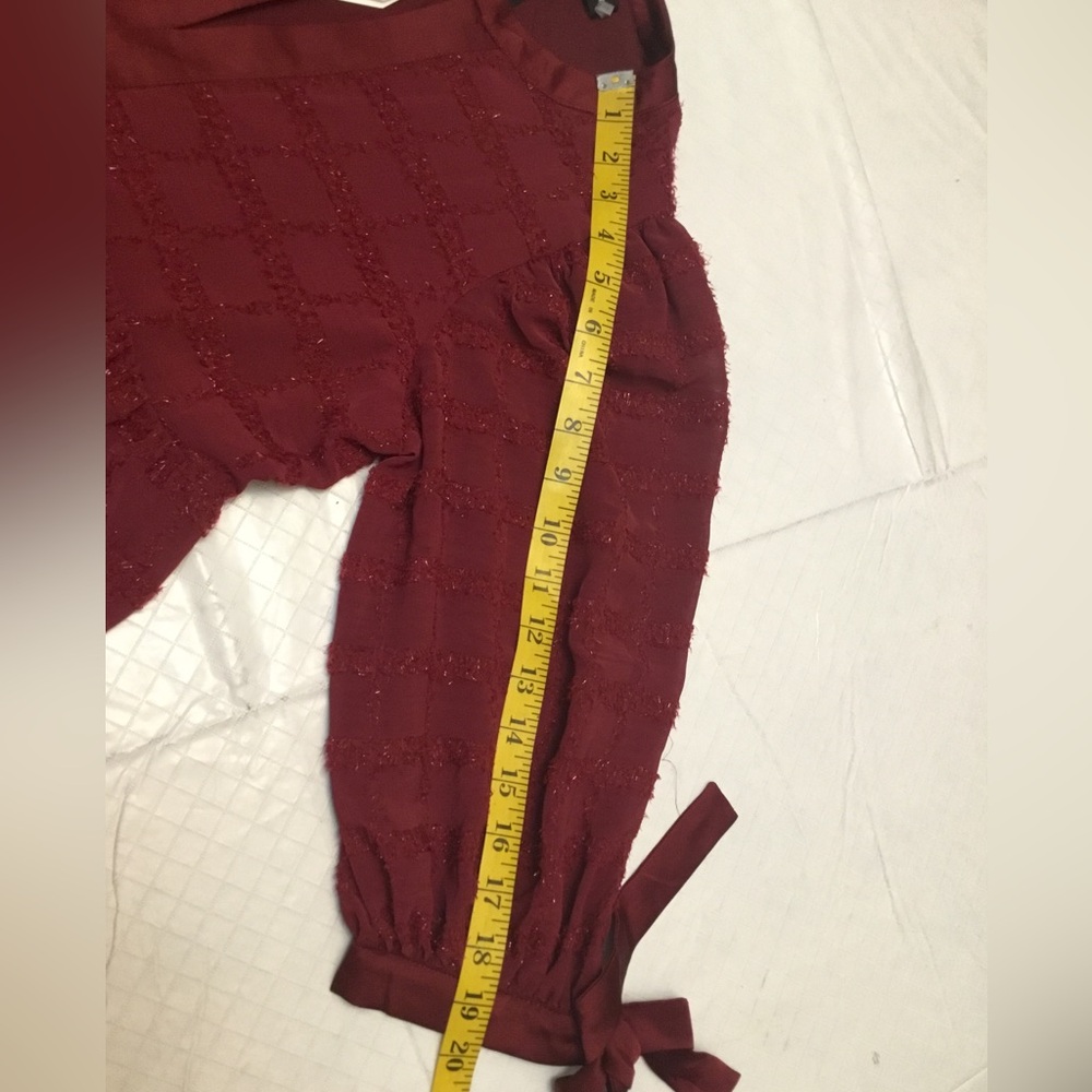 English Factory Burgundy Maxi Dress with Tie Sleeves - Picture 8 of 13